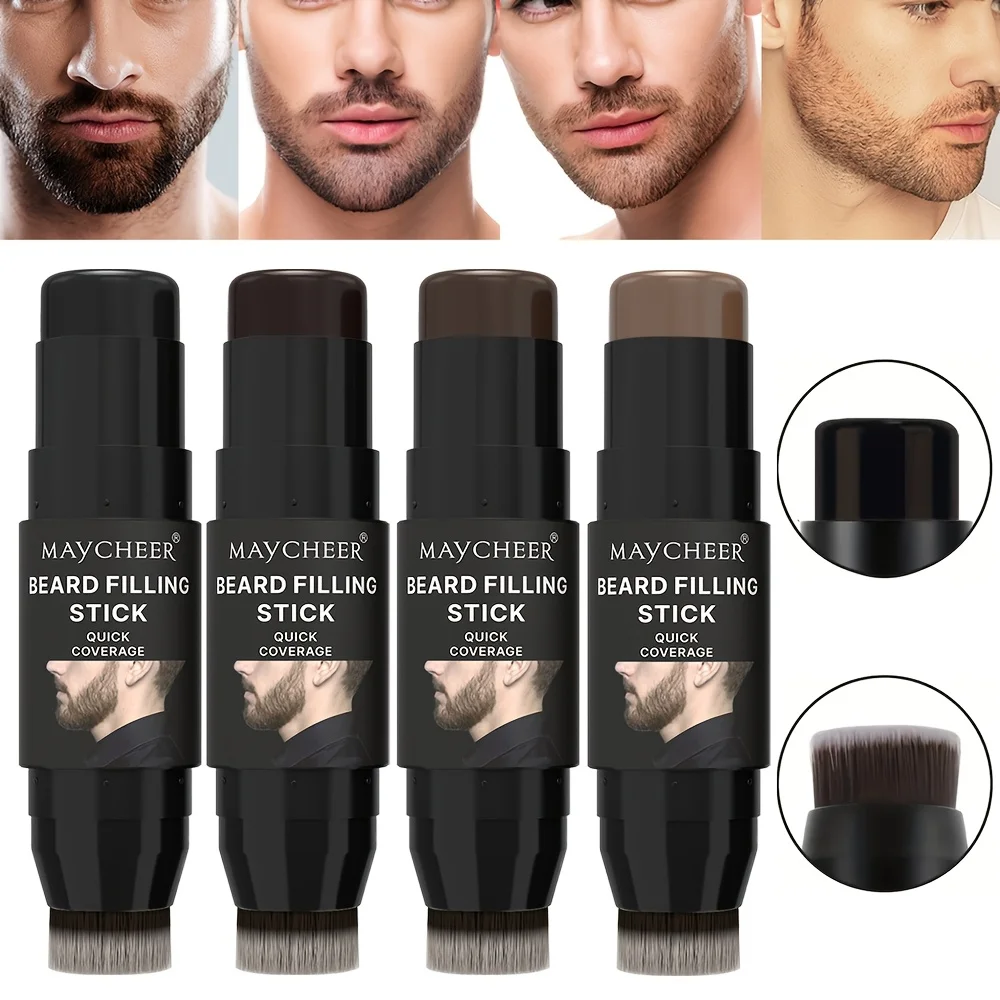 2 In 1 Beard Pencil Filler Beard Filling Stick And Brush Waterproof Beard Pen Dyeing Stick Long Lasting Moustache & Hair Makeup