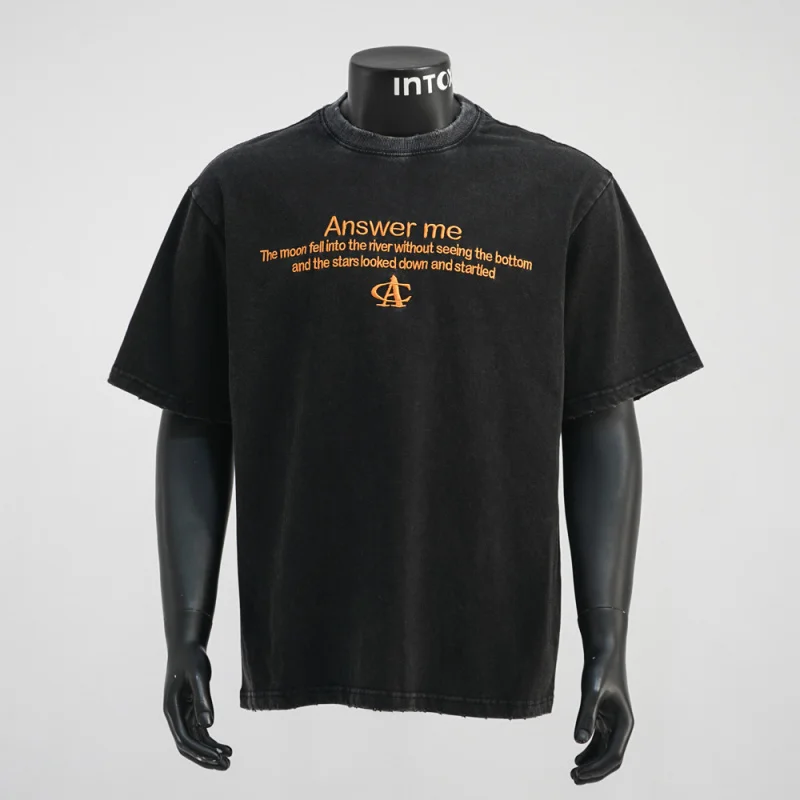 

Retro vintage short sleeved T-shirt with men's embroidery print, street fashion trend, casual loose top, summer 2025 new item