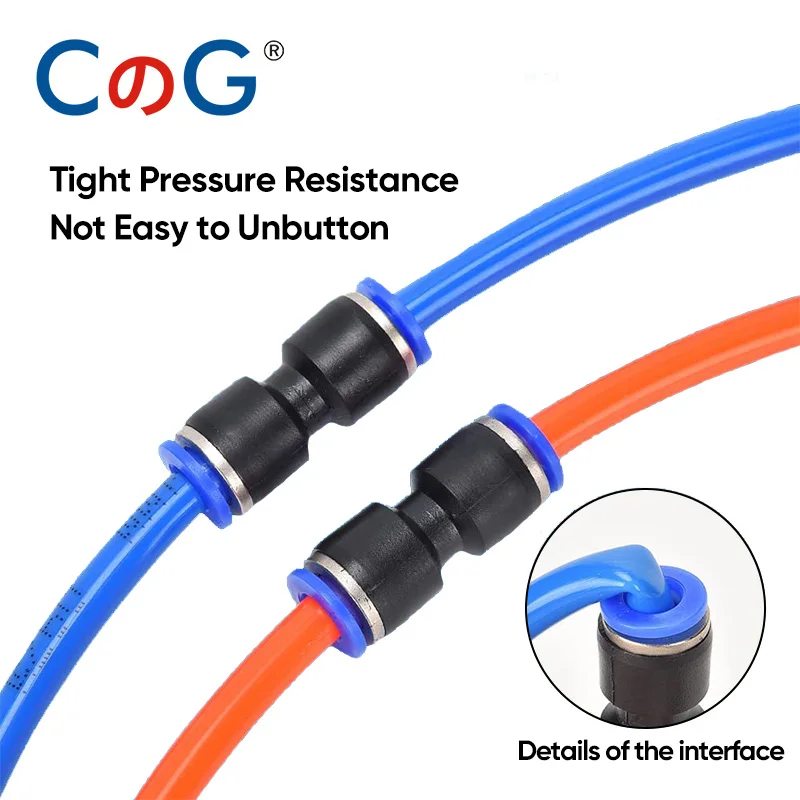 CG 60Pcs/Box Set Air Hose Connector 1/4 Inch OD PU+PE+PV+PY Air Pipe Tube Quick Release Pneumatic Push to Connect Fittings Kit