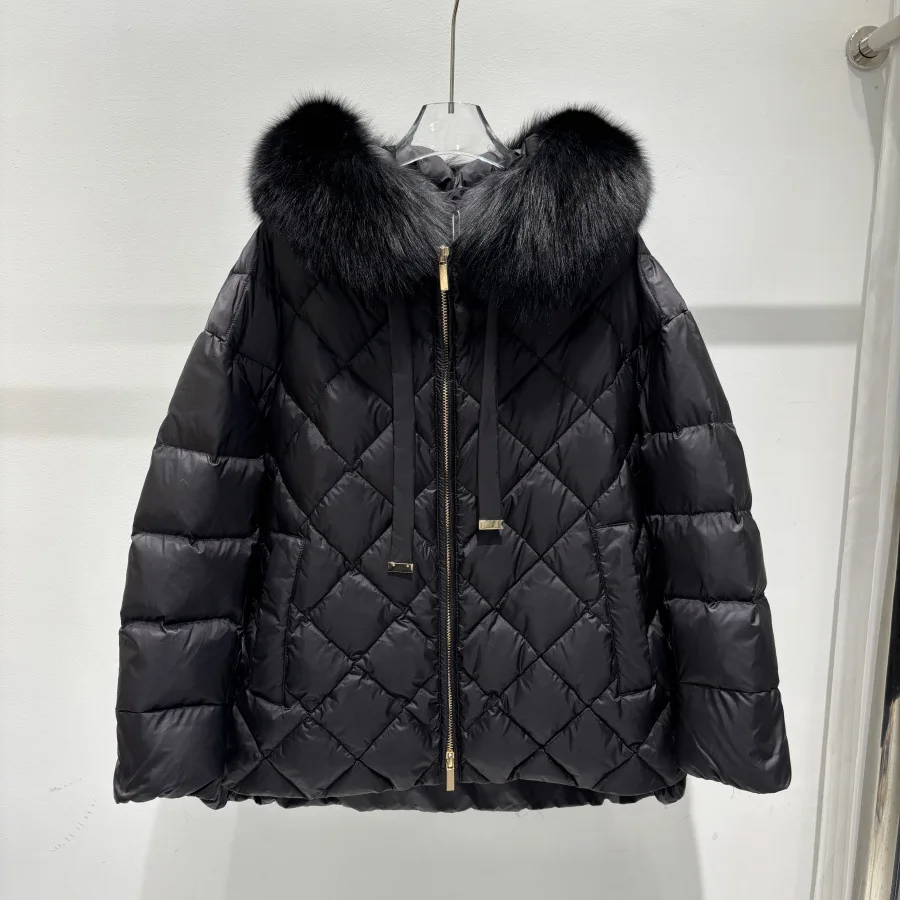 شتاء جديد الموضة مقنعين بطة بيضاء أسفل سترة منتفخة الماس GridThick أسفل سترة المرأة الملابس الشتوية أبلى #4