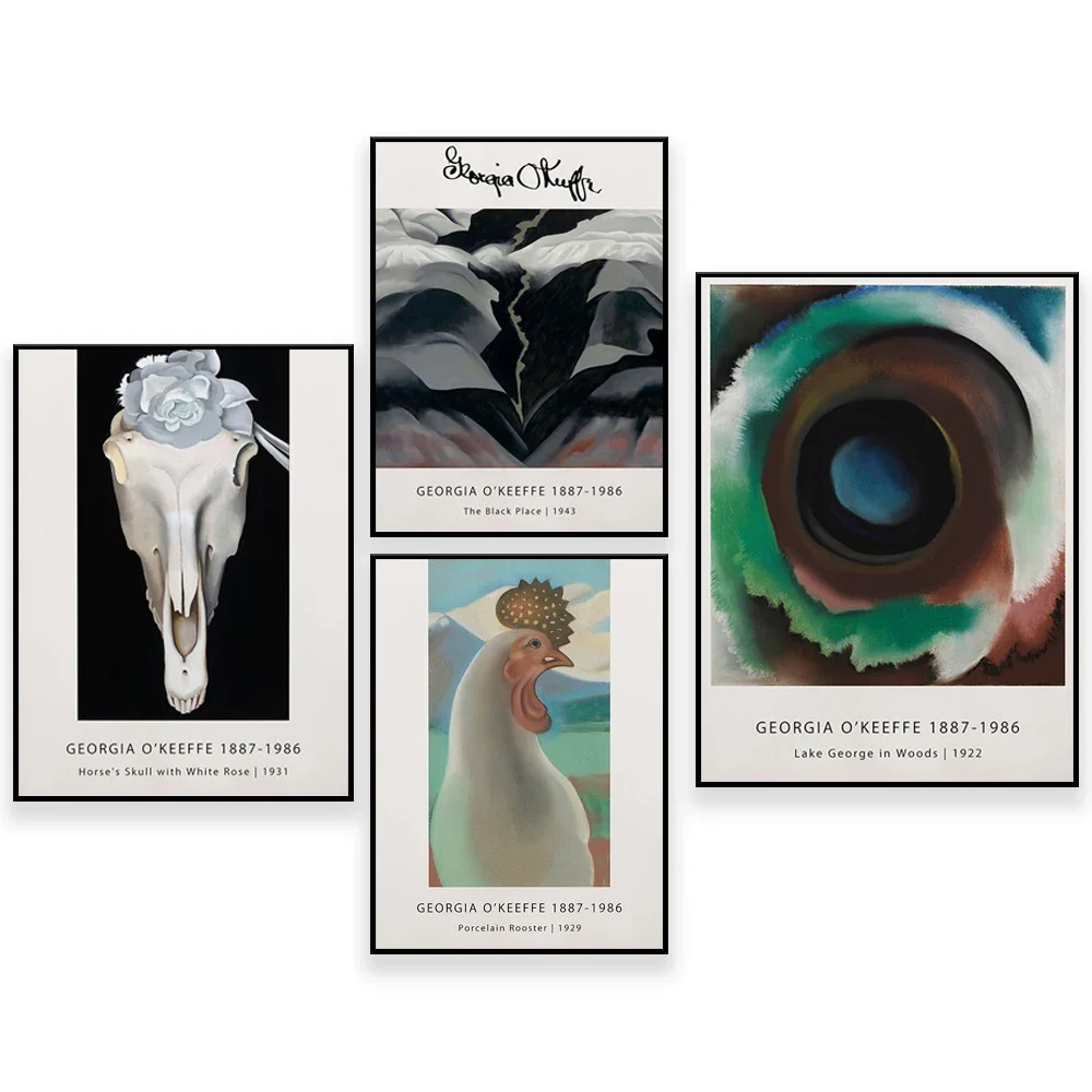 

Georgia O'Keeffe - Horse's Skull with White Rose, 1931 - Georgia O'Keeffe Exhibition Poster Art Print Vintage Wall Art Prints