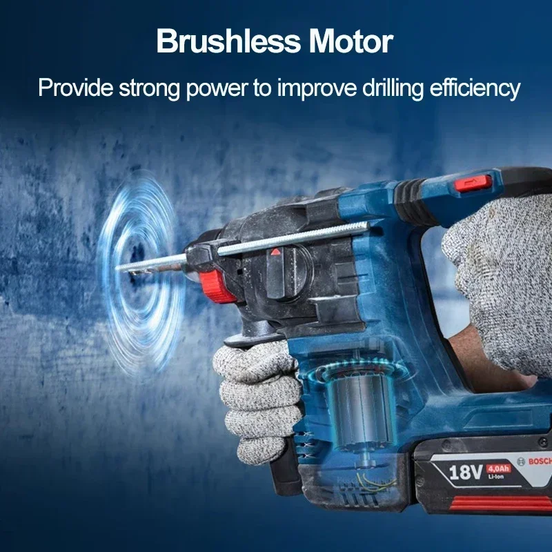 Portable BOSCH GBH185-LI Wireless Rotary Hammer Ergonomic Grip Adjustable Depth Ruler Engineering Power Drill