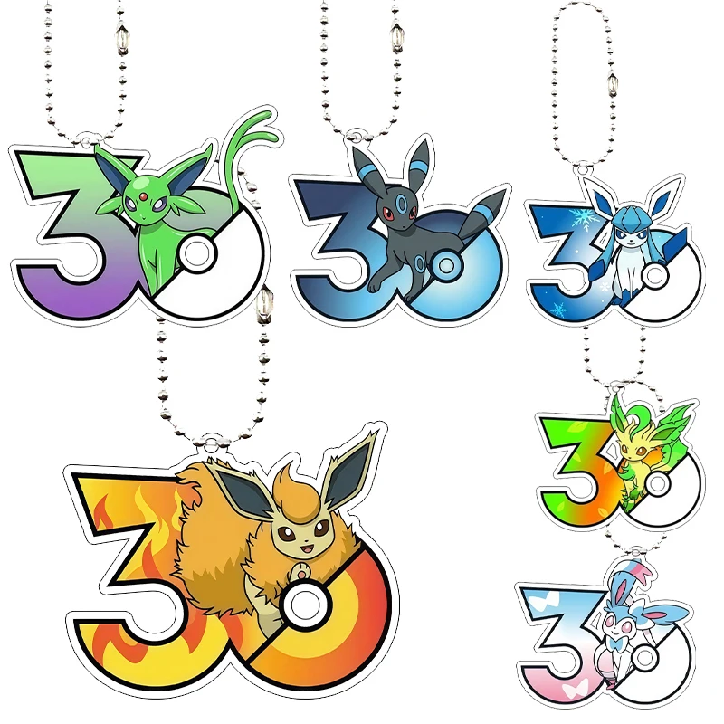 

Подарок на 30-летие: Акриловый брелок-подвеска 5 см с персонажами аниме Eevee, Sylveon, Leafeon, Flareon, Jolteon. Милый мультяшный дизайн. Декор для сумки, игрушка.
