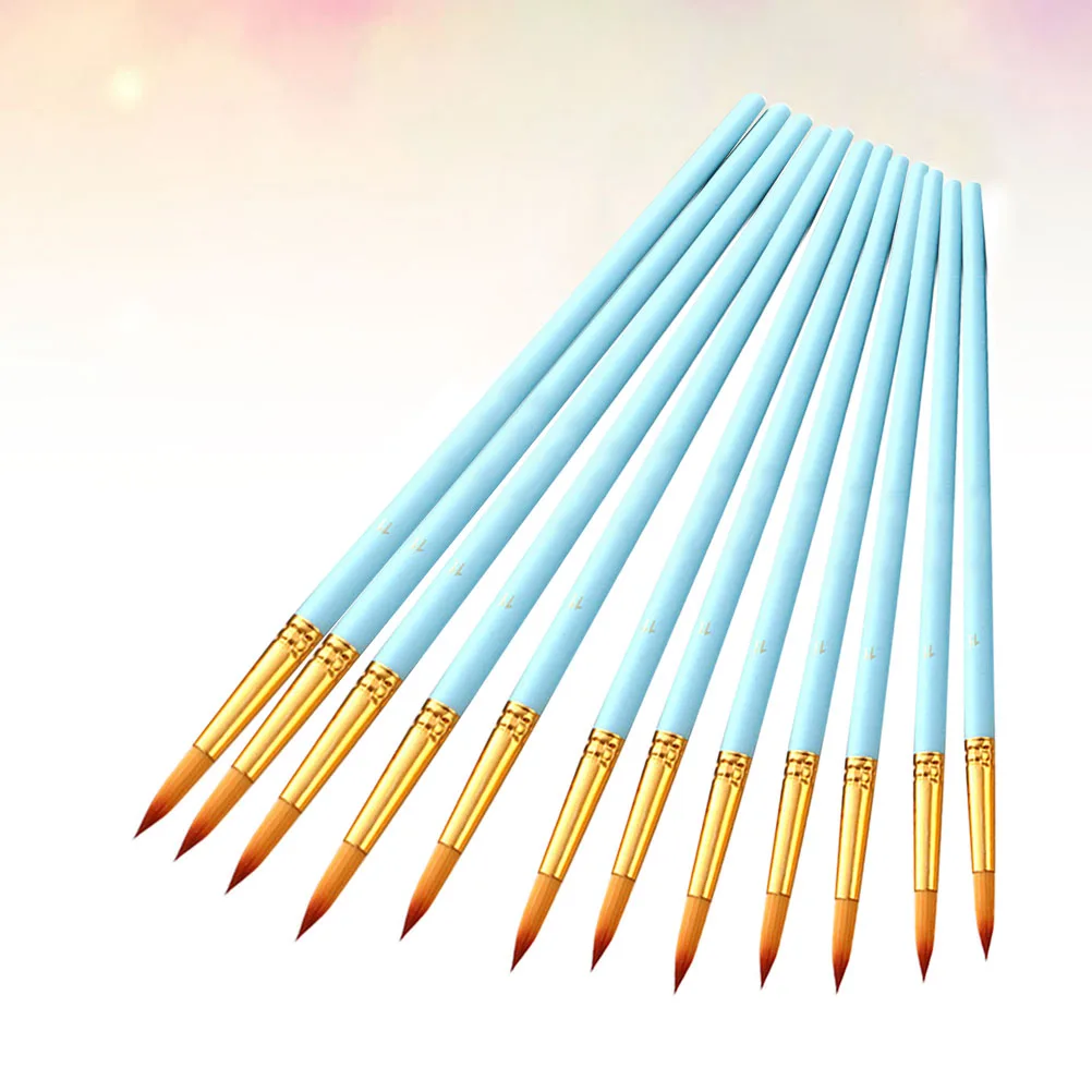 

12Pcs Professional Art Brush Set Nylon Brushes For Fine Detailing And Painting Wooden Handle Precision Tools