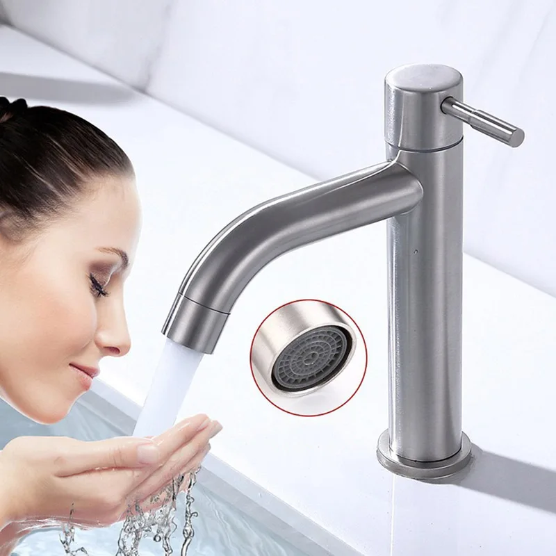 

Одиночный смеситель для холодной раковины из нержавеющей стали, ванная комната, балкон, дом над столешницей, умывальник, быстро открывающийся смеситель