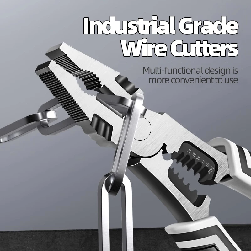 HUHAO Wire Pliers Stripping Pliers Electrician Multitool Sharp Large Opening Pliers Cutter Industrial Grade Professional Kit
