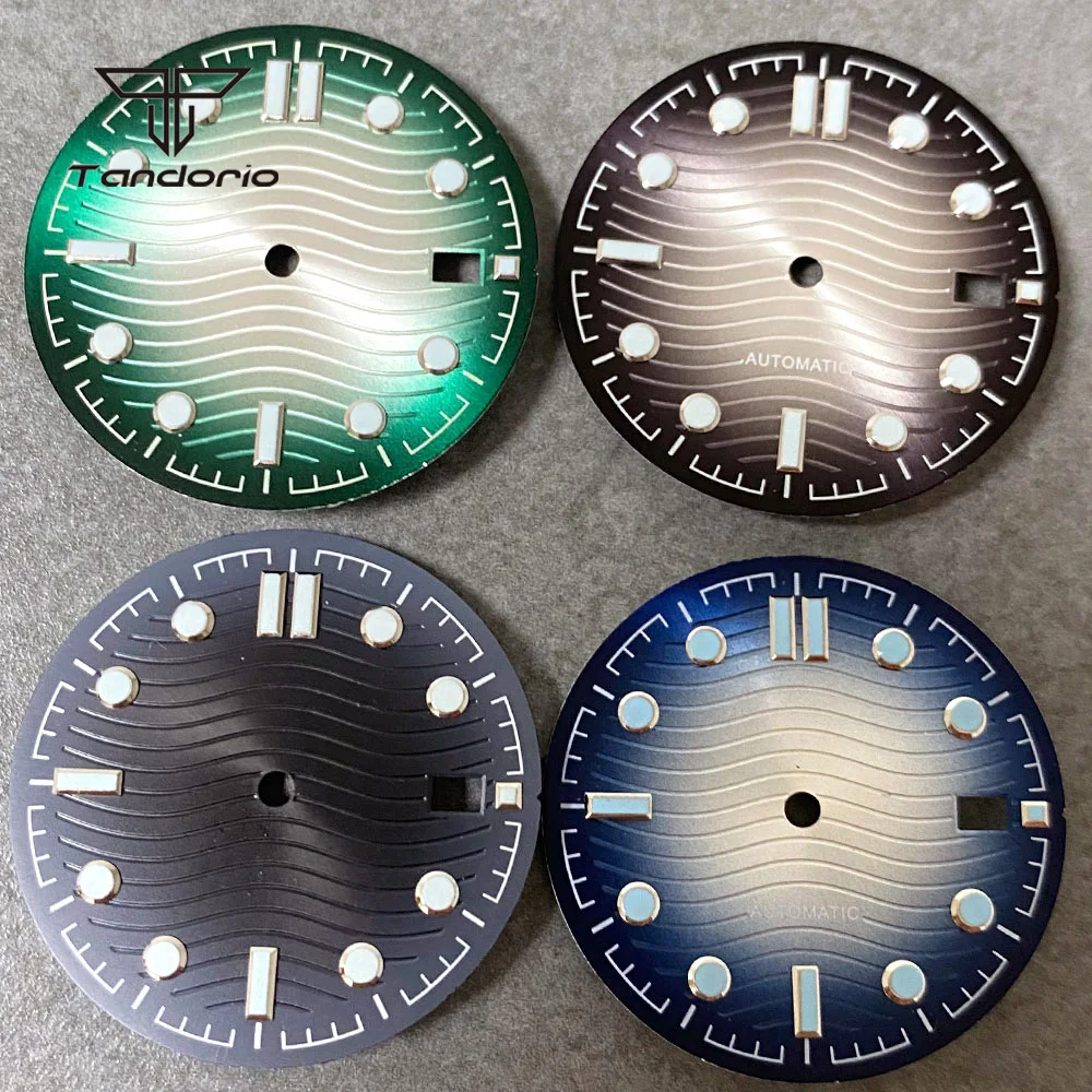 31mm Gradient Color Wave Dial Sterile Watch Face Date Window Luminous Parts Wristwatch Accessories Fit NH35 Automatic Movement