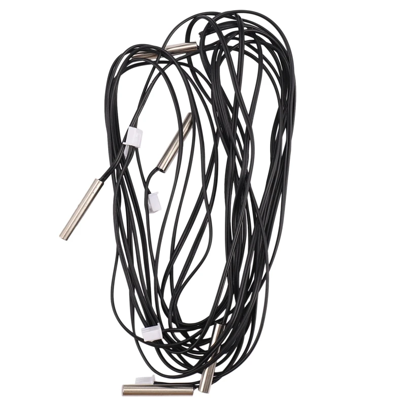 Top Deals 10Pcs 1 Meter Waterproof Temperature Sensor Probe, Stainless Steel 10K 3950 NTC Thermistor Probe, Black&Silver