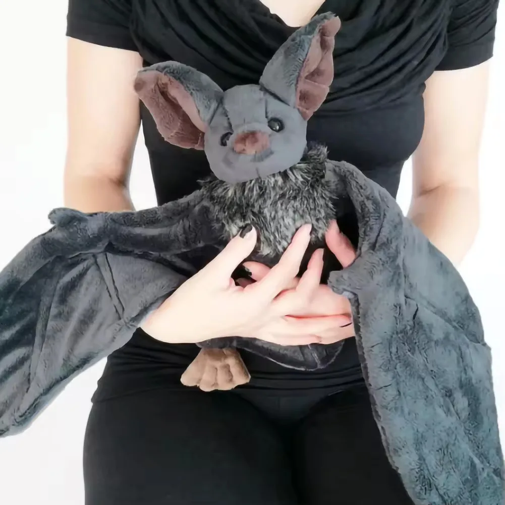 

Large Bat Plush Toys Halloween Decor Lifelike Creepy Stuffed Animal Doll Gothic Bat Soft Hugging Plushie for Kids Birthday Xmas