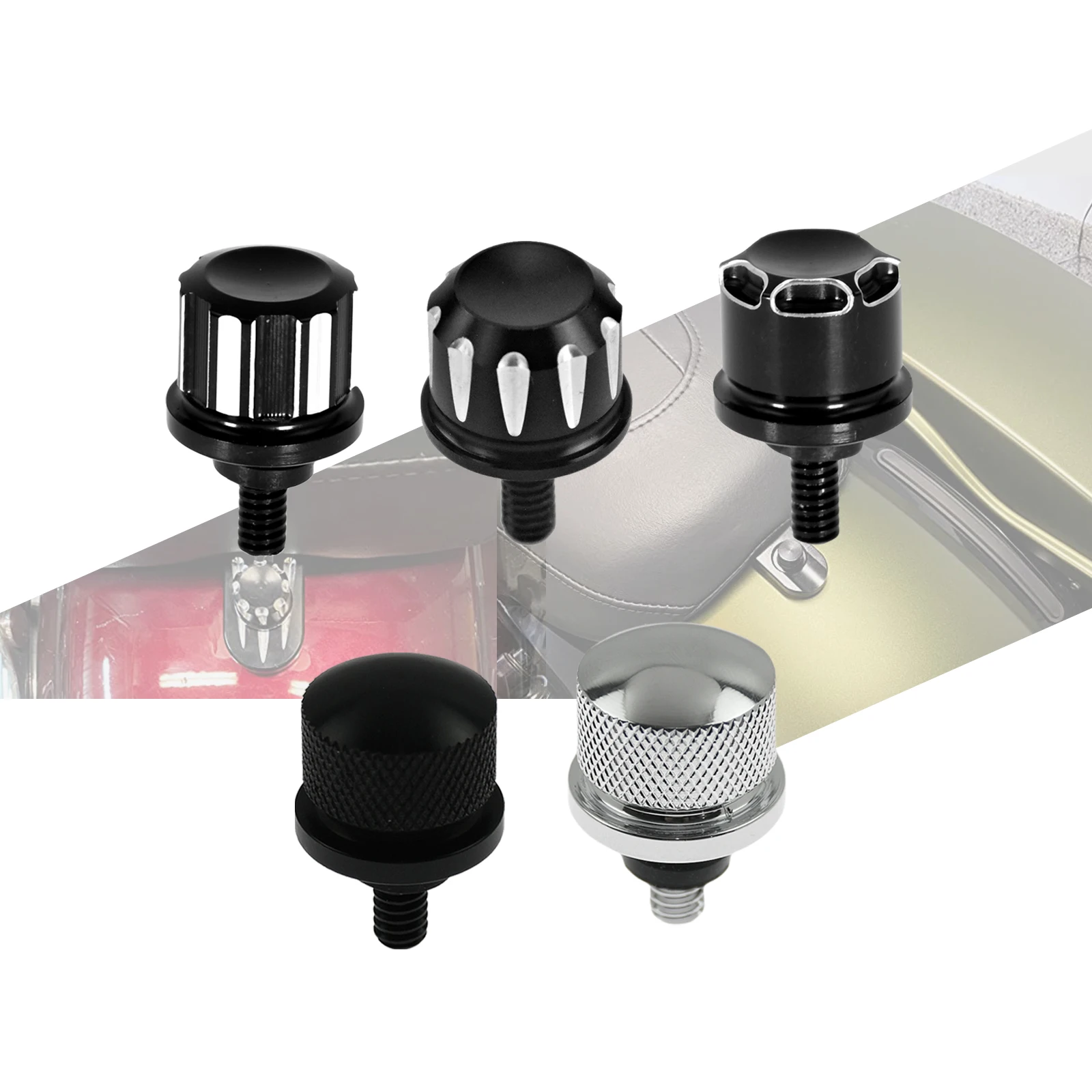 Motorcycle Black/Chrome Seat Bolt Tab Screw For Harley Touring Road King Street Glide Softail Dyna Sportster XL Street Bob 96-19