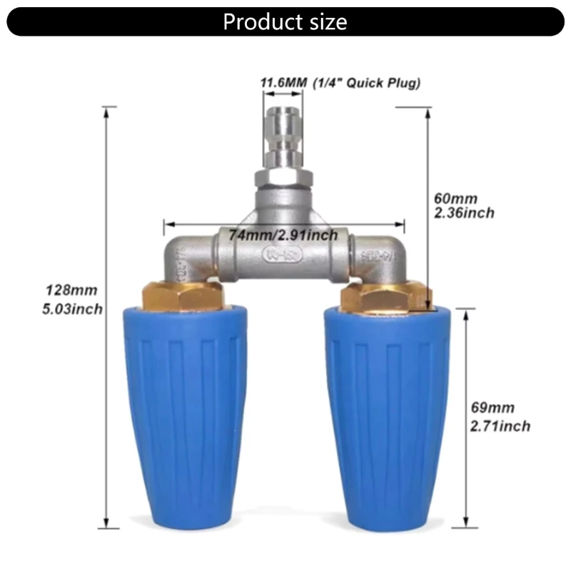 Ugello lavaggio 4000PSI Idropulitrice ad pressione rotante con doppia punta spruzzo Strumento per pulizia del con