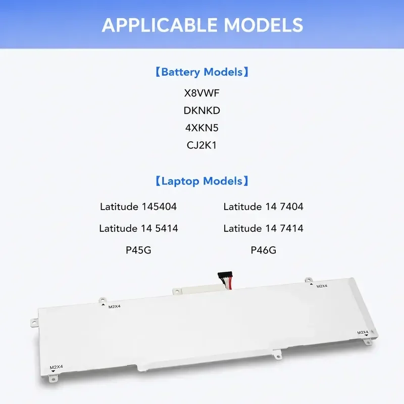 for Latitude 14 5404 5414 7414 Laptop Battery 4XKN5 X8VWF Replacement High Capacity Rechargeable Li-ion Power Supply
