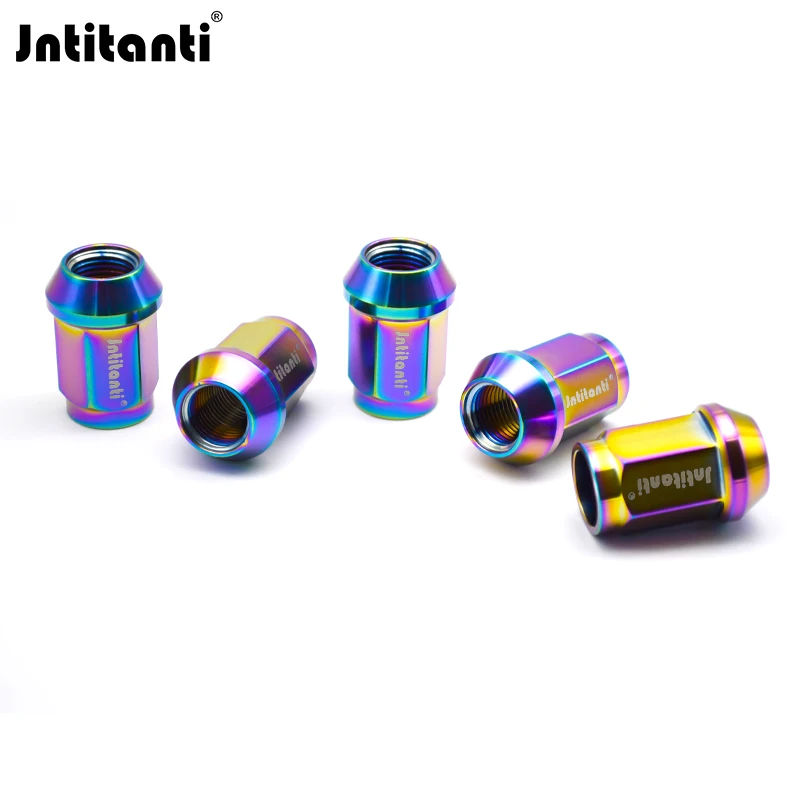 Jntitanti Lug nutM14*1.5*35/45mm Gr.5 titanium lug nut  cone seat racing parts open ended wheel nut for Tesla VW AUDI racing car