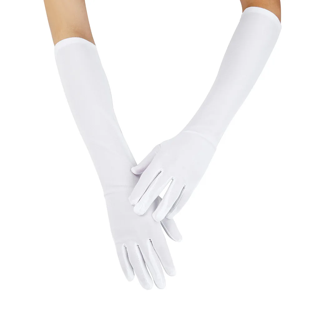 Autumn And Winter New Satin Long White Bridal Gloves Plain All-Finger Wedding Gloves Wedding White Gloves Performance