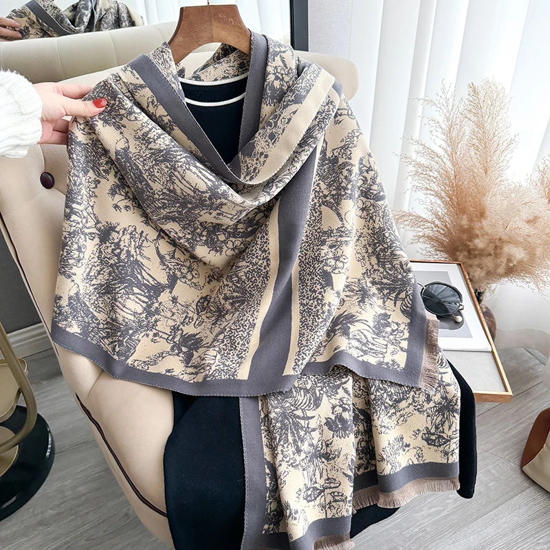 Ladies Winter Luxury printed cashmere shawl and scarf Bufanda thermal blanket Lady Echarpe shawl