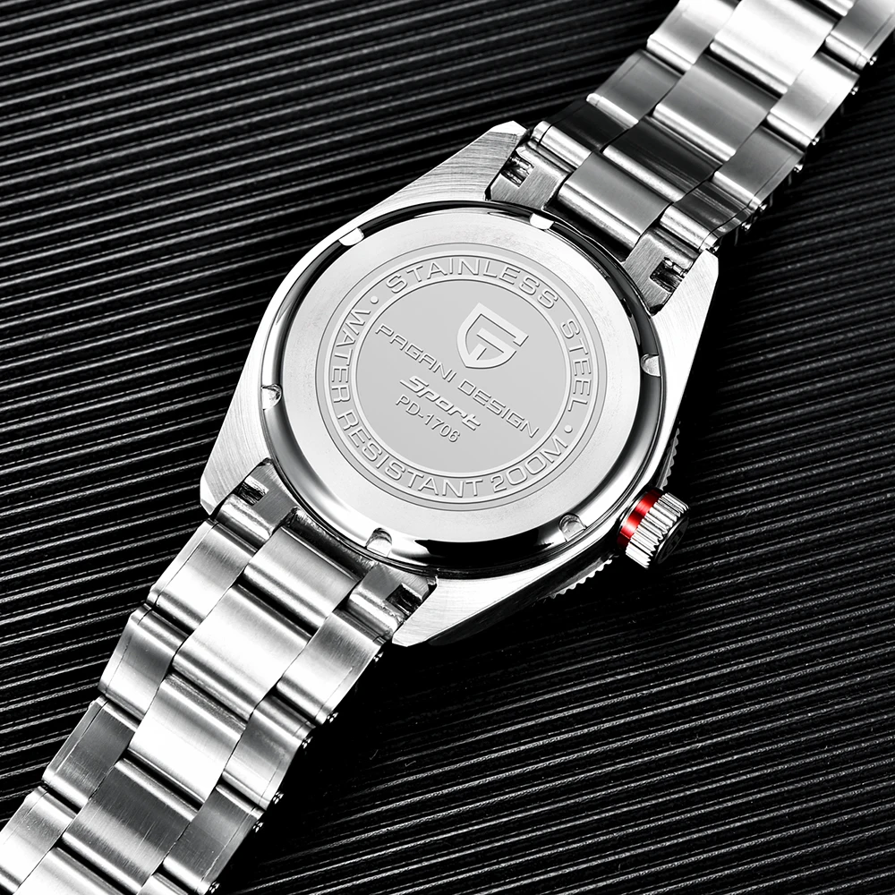 2025 جديد PAGANI DESIGN GMT ساعات رجالية فاخرة ساعات آلية للرجل ساعات المعصم التلقائية الياقوت مرآة ساعة مع صندوق