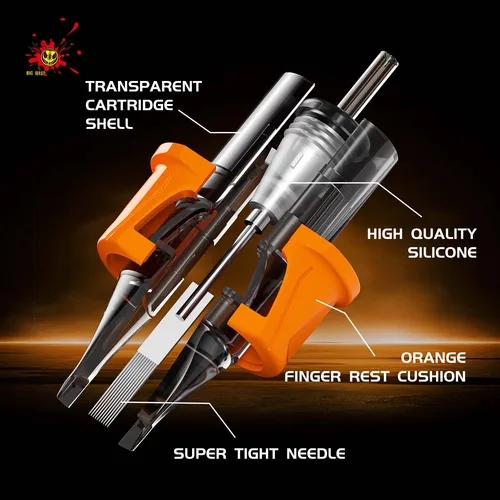 Imagen 2 del producto Cartuchos BIGWASP 20 unids/caja RL/RM/RS/M1 aguja de tatuaje envuelta en silicona cartucho desechable aguja de tatuaje delineador suministros de tatuaje