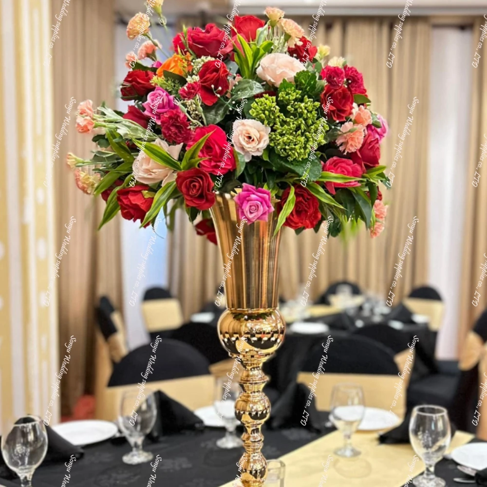 

50-100cm)8-10pcs)round bottom column vases Flower Stand Wedding Decor Centerpieces Golden Table Decor Center Piece Wedding Table