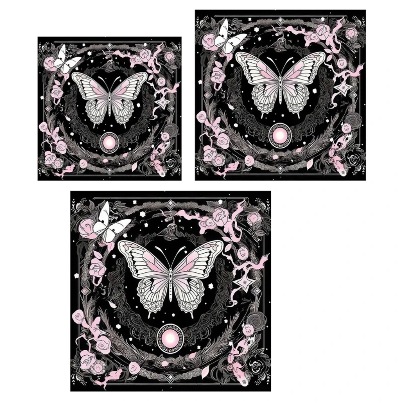 Divinations Tablecloth Butterfly Pattern Astrologys Tarots Cards Tablecloth Altars Cloth Divinations Board Game Accessory