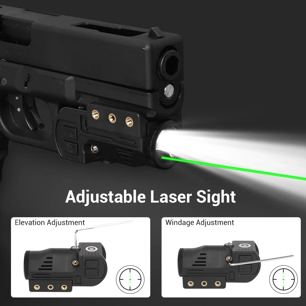 Richfire Tactical Flashlight Laser Combo Combat 500 Lumens Magnetic Charging Torch Pistol Light for Sig P220 Hunting Patrol