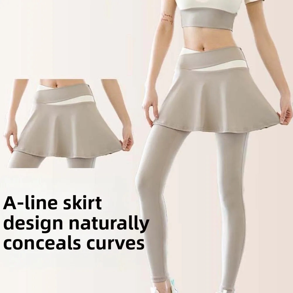 

Combined in One Fitness Leggings High Waist Tight Elastic Pants Skirt Plus Size Thickened Sports Yoga Pants Women's Clothing