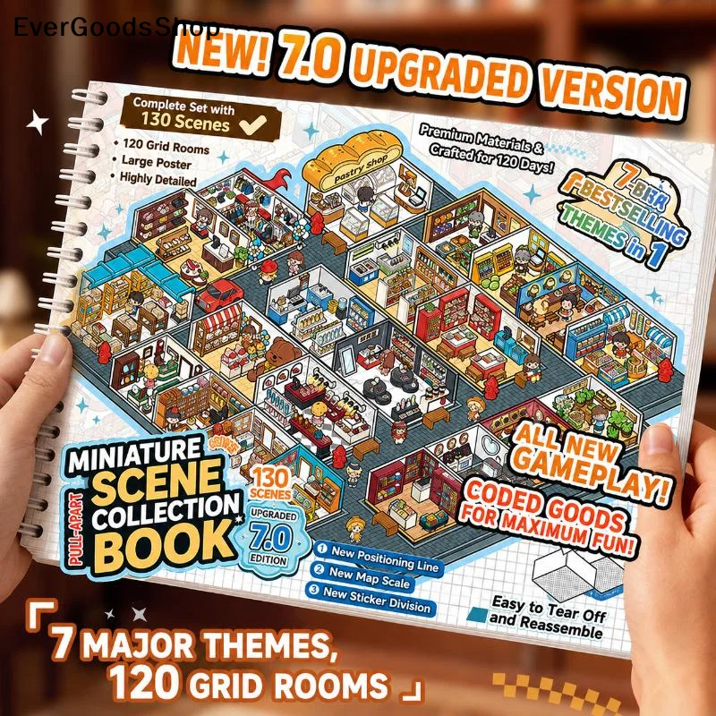 NewMicro Scene Sticker Book With 120 Grid Room Scenes 7 Themes Perfect For Kids DIY Craft Creative Relaxing Activity