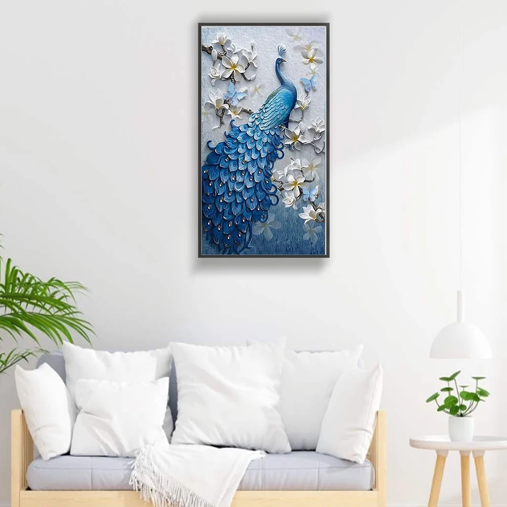 

Full Embroidery Beads Printed 9CT Peacock Cross Stitch Kit Home Craft 30x56cm