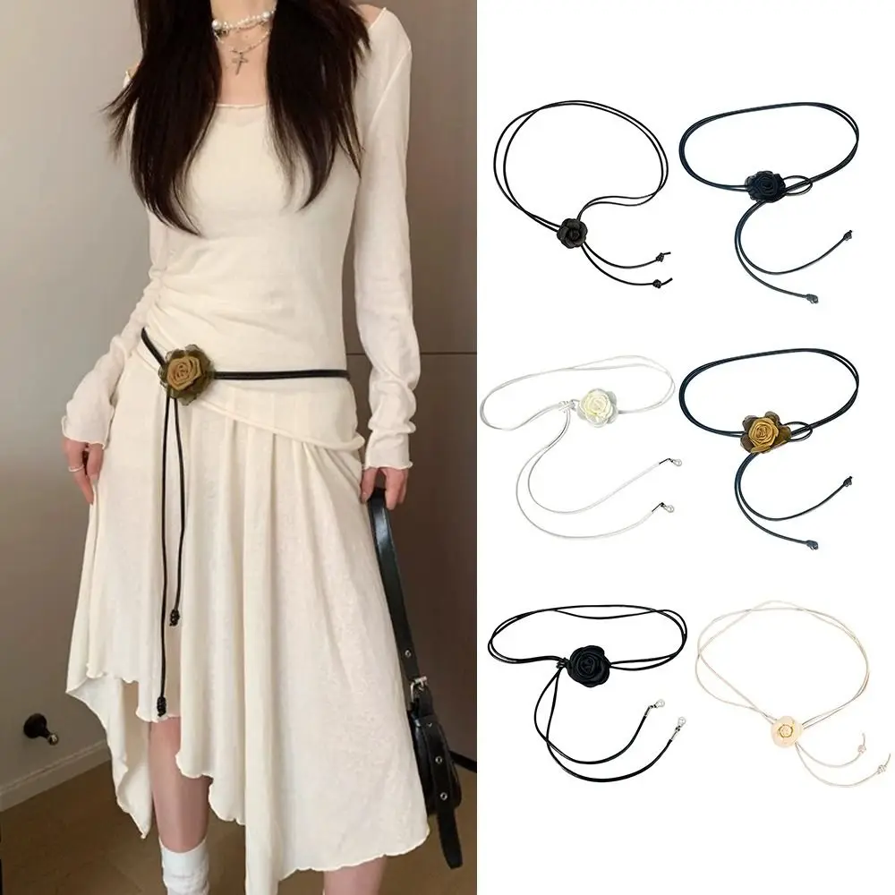 

Fashion Ethnic Style Dry Rose Flower Belt High-end Retro Knotted Waist Rope Decorative Girdles Strap For Lady Girl Women