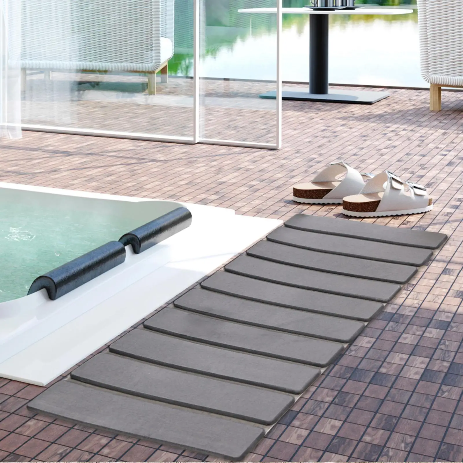 Stone Bath Mat Sturdy Easy to Store Quick Dry Absorbent Diatomaceous Mud Mat for Bathroom Entryway Kitchen Poolside Countertop