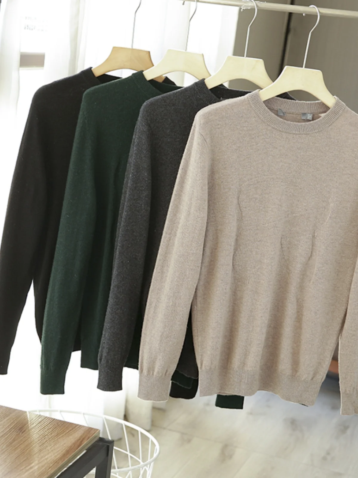 

Мужской свитер из 100% шерсти, трикотажный, не скатывающийся, однотонный, базовый слой, осенне-зимний, с длинным рукавом, повседневный, с круглым вырезом, модный, городской стиль