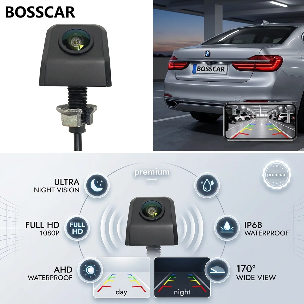 170 Degree Fish Eye Lens Starlight Night Vision Vehicle Rear / Front View Camera low-light level 15m visible Car Camera