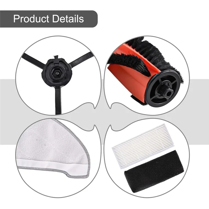 TCF-Hepa Filtro Mop Panno Spazzola laterale principale Kit di parti di ricambio per IMOU RV1 Pro/RV1 Pro Max, Aspirapolvere