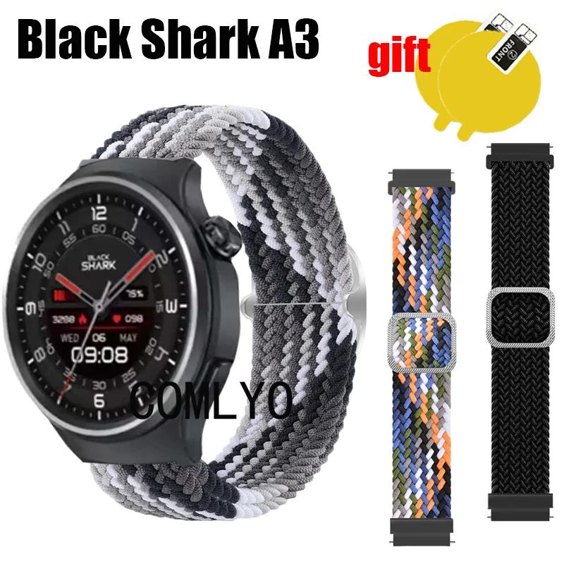 For Black Shark A3 Smart watch Strap Band Nylon Belt Adjustable Soft Breathable Wristband Bracelet Screen protector