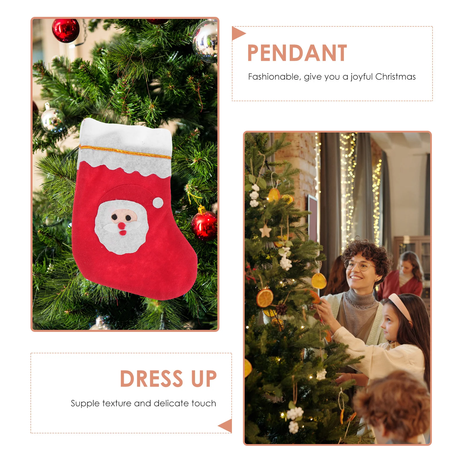 

24pcs Christmas Sock Decor Pendant Lightweight Cloth Socks Bag For Xmas Tree Fireplace Party Supplies Hanging Gift Holder