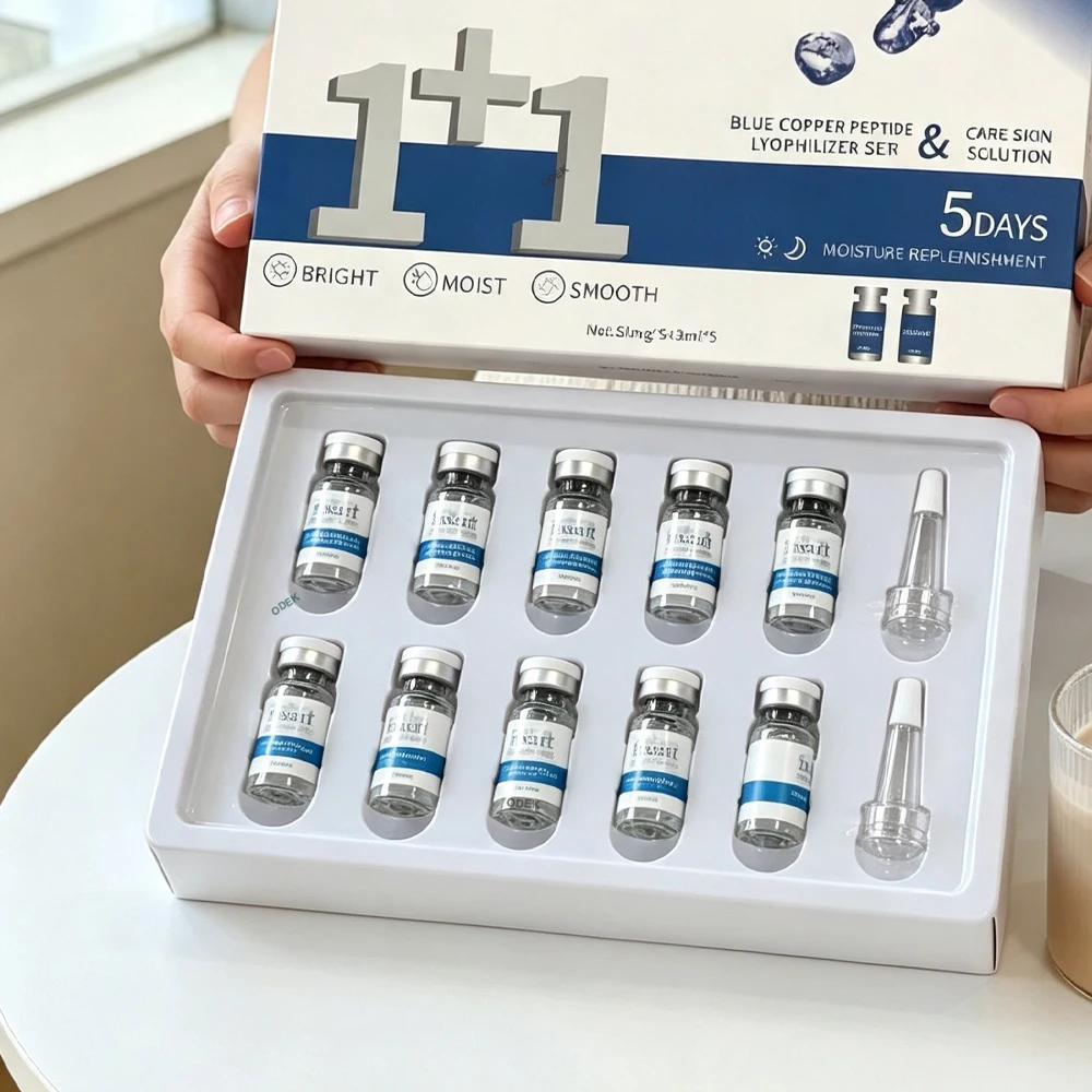 Blue Copper Peptide Lyophilized Powder Whitening Moisturze Anti Wrinkle Repair Skin Barrier 0.25mm Microneedle Serum SkinCare
