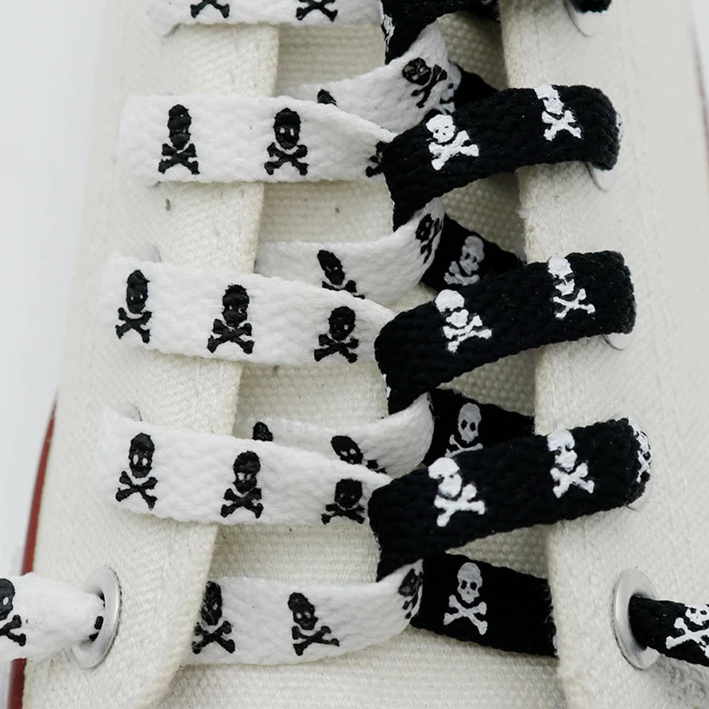 

2 Pair Flat Laces Shoes for Sneakers Ties Loafers Tiny Skull Shoelaces Accessories Polyester Women's