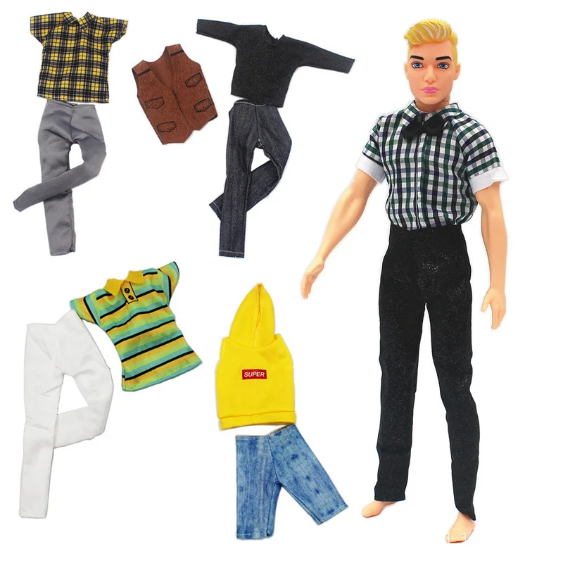 30cm Ken Doll Clothes Suit Two-piece Casual Top and Pants for 1/6 Bjd Boyfriend Doll Girls Diy Dress Up Toy Accessories