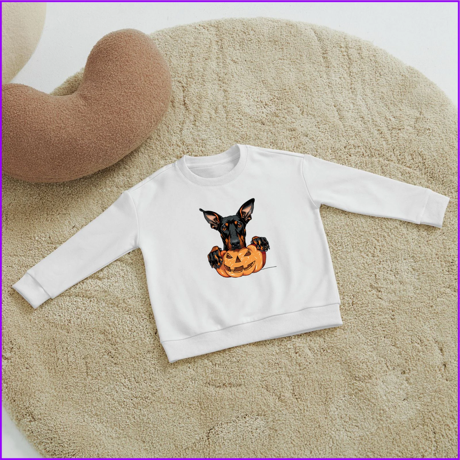 Doberman Pinscher Dog Animal Cartoon Jack-O-Lantern Halloween Autumn Pumpkin Sja2768 Kids Boys Girls Hoodies Sweatshirts Hoodies