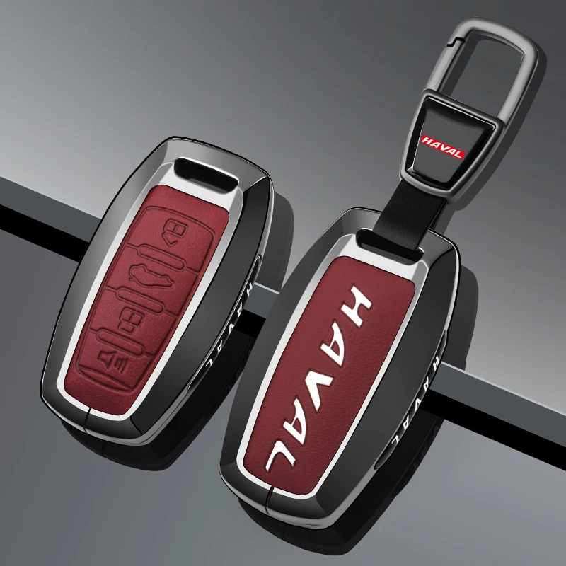 Zinc Alloy Leather Car Key Case Great Wall Hover Jolion H6 H7 H1 Coupe H4 H9 F5 F7 F7X F7H H2S GMW Dargo Key Fob Case