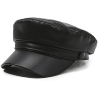 Spring and Autumn Versatile Beret Retro Flat Top Visor Small Face Black Painter Hat Fashion Hat Classic Versatile   Adjustable