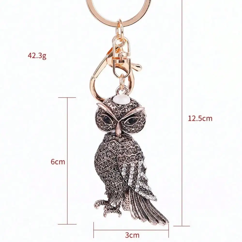 Beliebte Eulen-Schlüsselanhänger, Anhänger, Schmuckstücke, Rucksäcke, Strass, Metall-Schlüsselanhänger – Detail 4