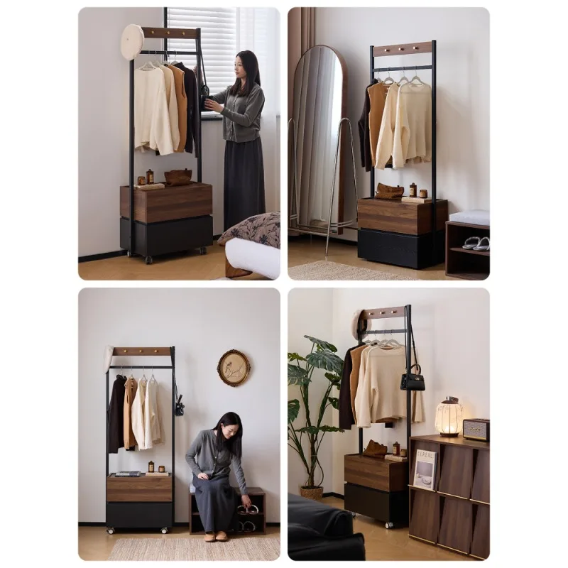 

Hanging rack bedroom does not take up space retro style living room removable bedside dustproof coat rack