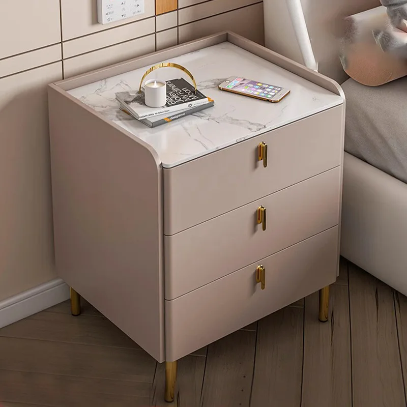 

Bedside Table Household Simple Italian Three-pump Multi-functional Small Storage Locker Shelf Bedroom Bedside Cabinet