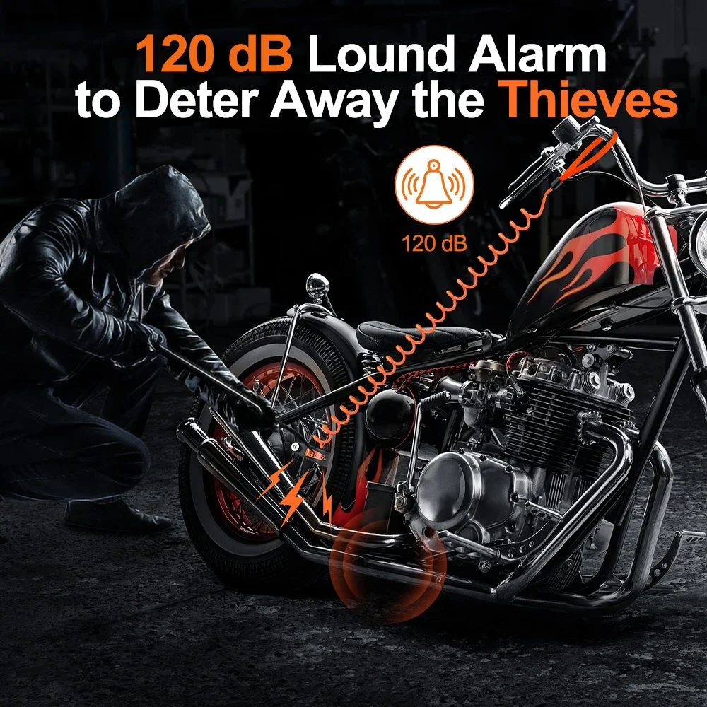 Motorcycle Alarm Disc Brake Lock Security Moto Wheel Disk Padlock Waterproof 120dB Loud Anti Theft Alarma Motorcycle Disc Lock
