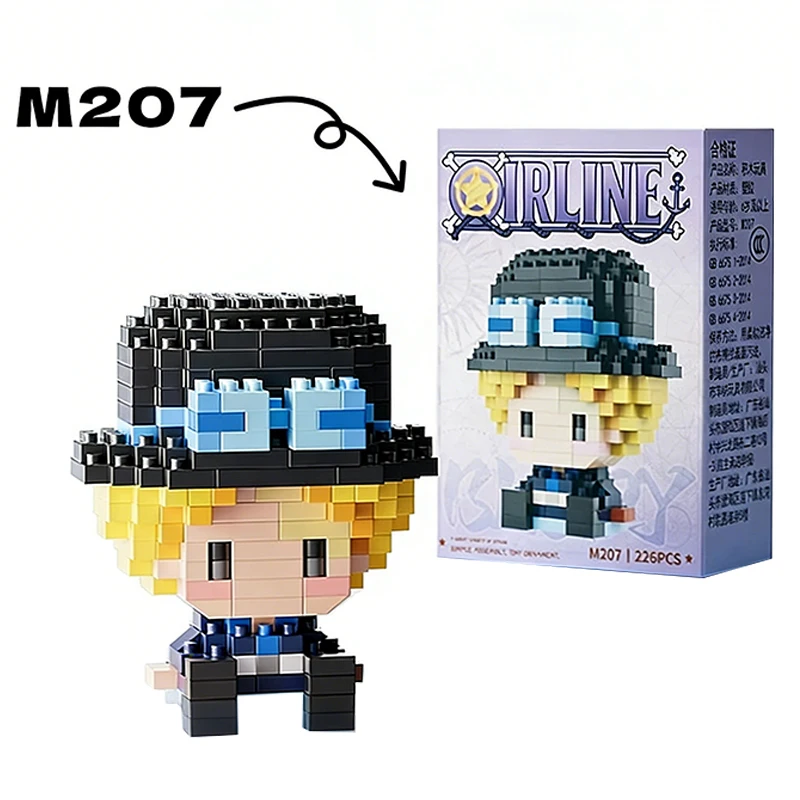 ONE PIECE Anime Micro-Bausteine, Sonnengott Nika Luffy Zoro Ace 3D Montage Sammelfigur Desktop-Dekoration Geschenk