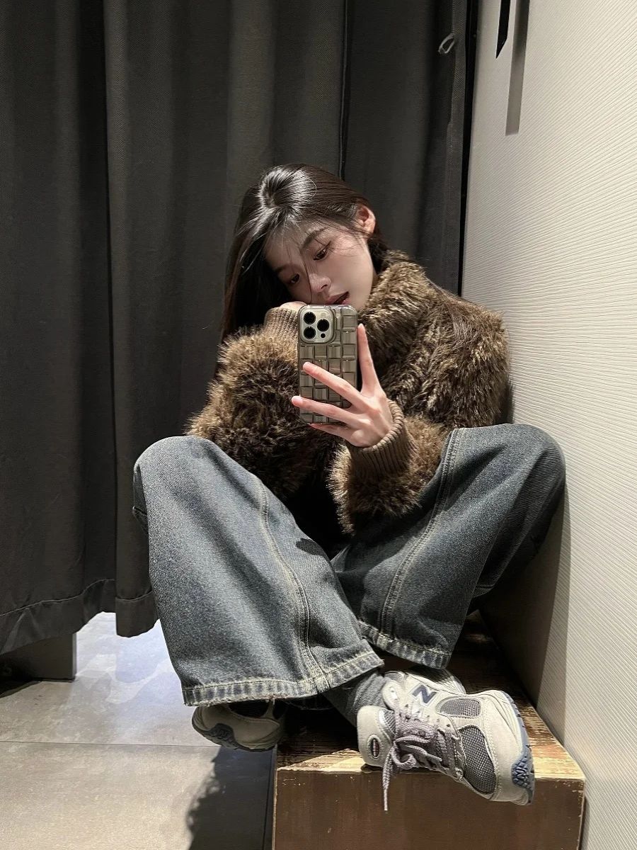 Women's ort Thiened Winter Fur Coat Stand Collar Zipper ort Sle Warm Jaet Upperwear Casual Lazy Sle Faux Fur