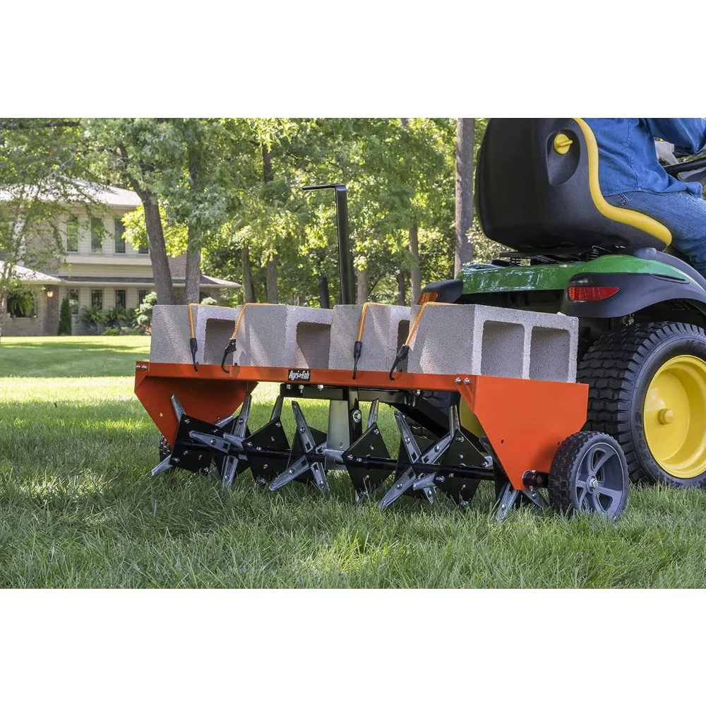 Tow Behind Lawn Plug Aerator with Universal Hitch; Designed to Pull Behind Lawn & Garden Tractors