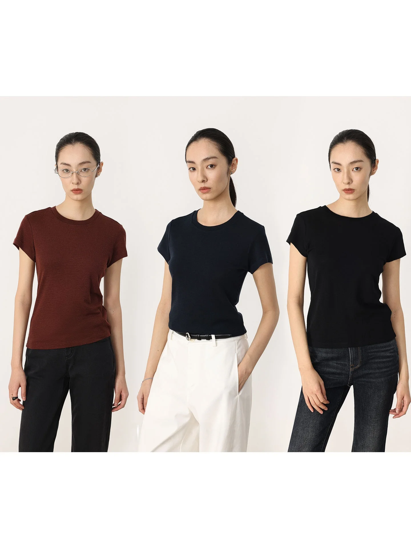 

TheSoong Zero Sensation Skin-friendly Ultrine Merino Wool Lightweight ort Sve round Ne T-irt for Women Casual Sl...
