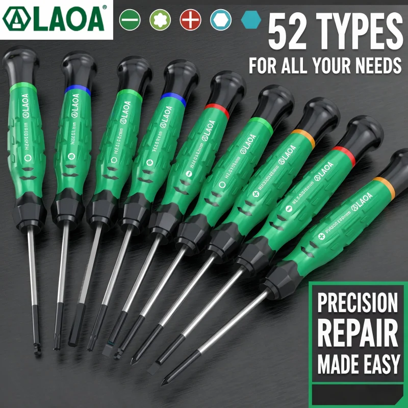 LAOA 1 pcs Mini Slotted Phillips & Torx Screwdriver S2 Steel Magnetic Tip Precision Screwdriver SL1.0-4.0 T5-T20 Repair Tool