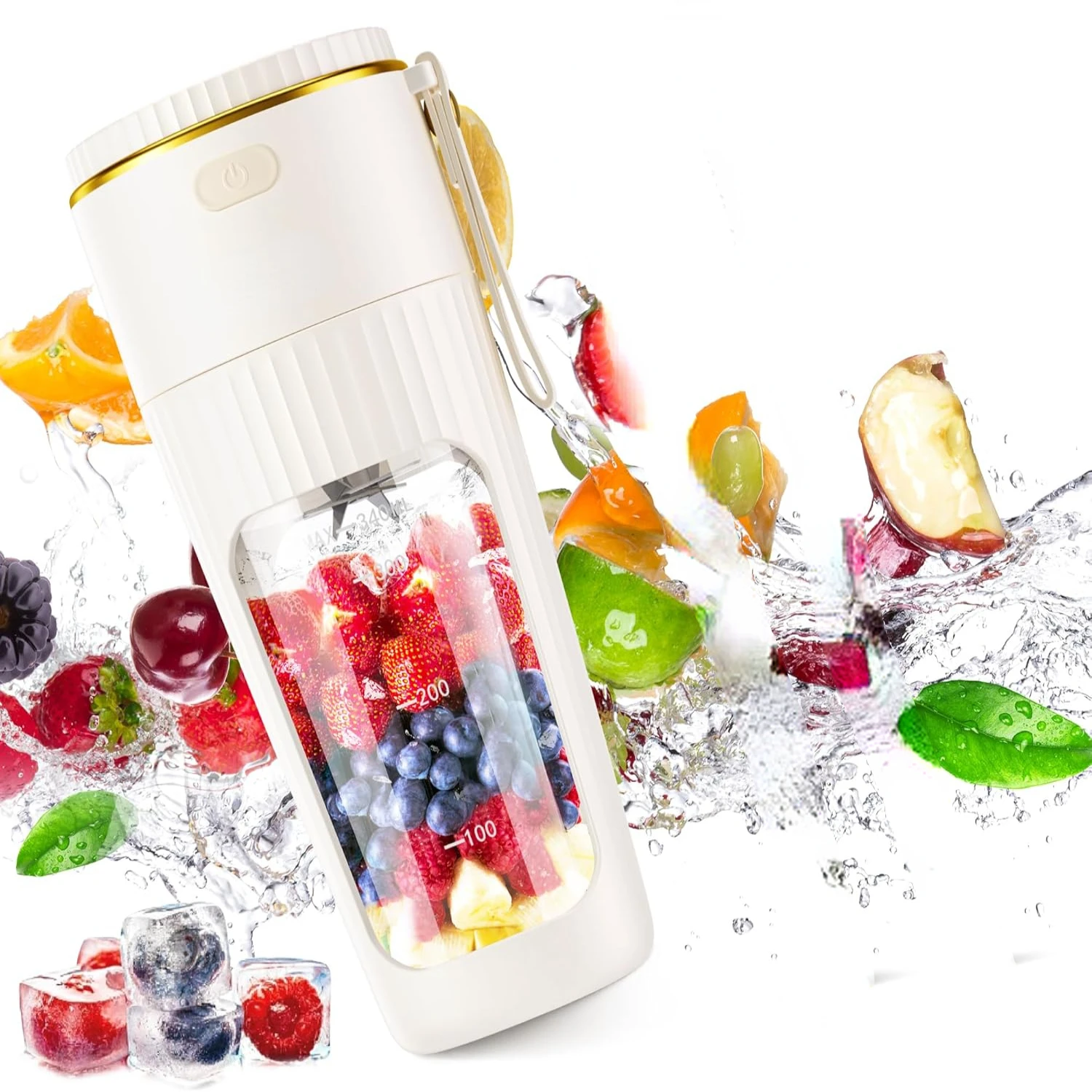 Compact Rechargeable Portable Blender with 10 Blades, Personal Size for Shakes and Smoothies, 3000mAh Mini Fruit Juice Mixer, Tr